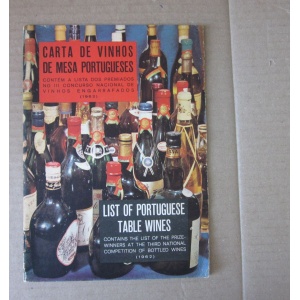 CARTA DE VINHOS DE MESA PORTUGUESES. LIST OF PORTUGUESE TABLE WINES