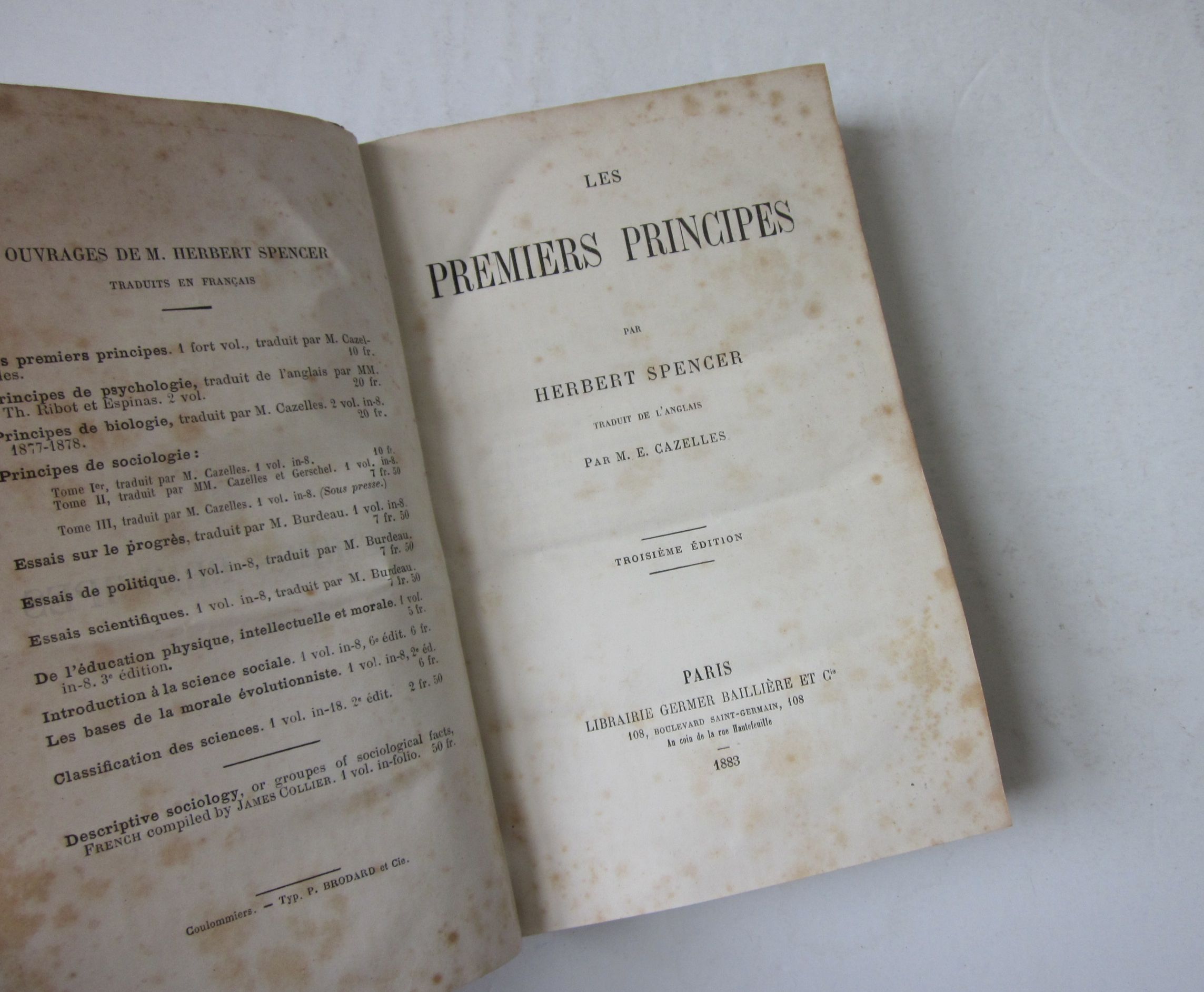 21172 SPENCER (HERBERT) - LES PREMIERS PRINCIPES