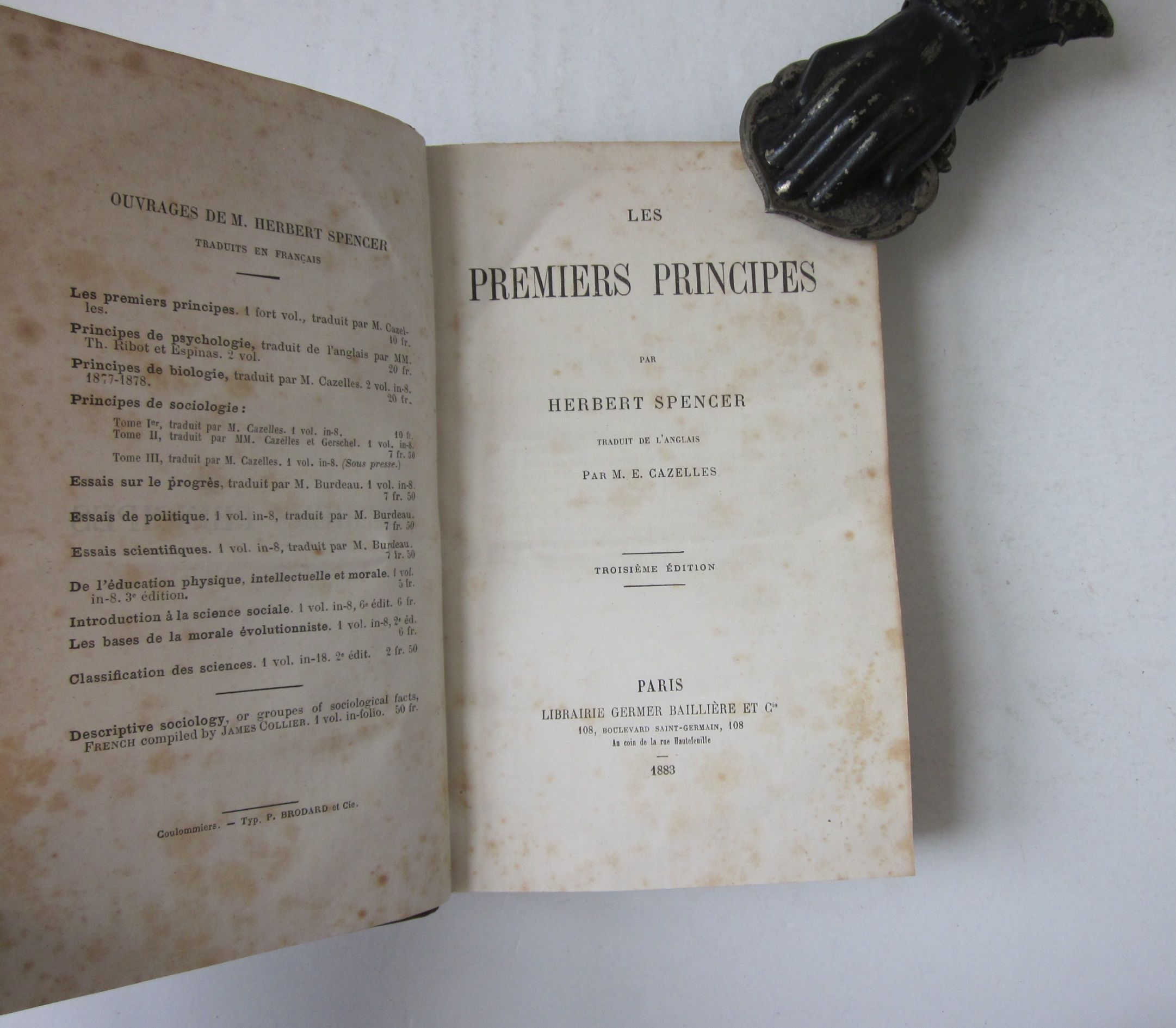 21172 a SPENCER (HERBERT) - LES PREMIERS PRINCIPES